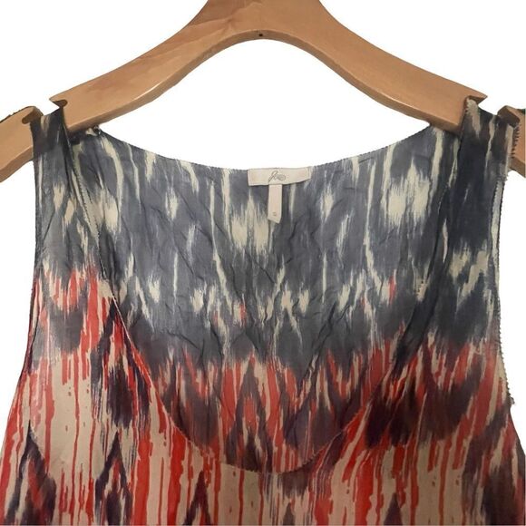 Joie 100% silk chiffon ikat tank top size Small tiered ruffle hem - Picture 6 of 7